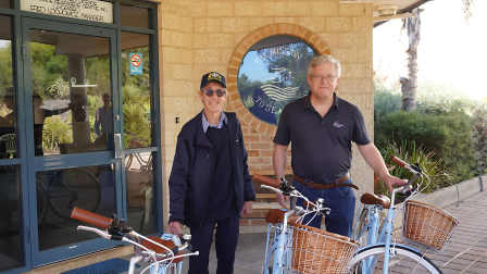 Esperance Mission to Seafarers Manager Fred Lochowicz and Southern Ports Regional Manager – Esperance Scott Bates show off the new bikes.